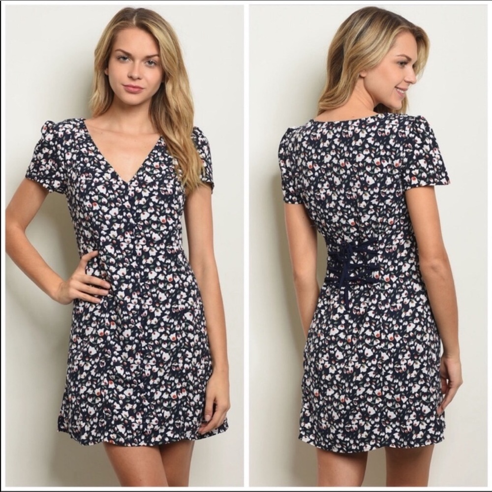 Navy floral dress
